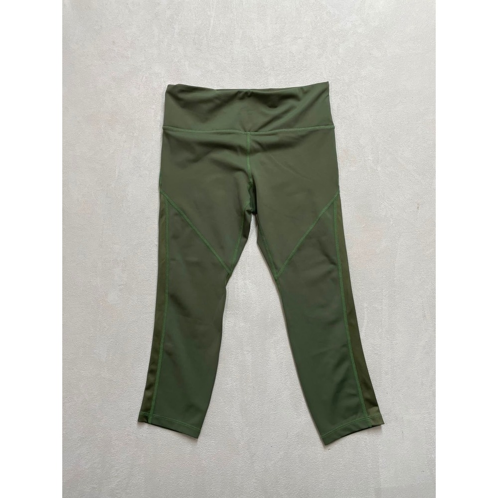 Vie Active Women Olive Green Capri Leggings Size M Athletic Yoga Pants Cropped